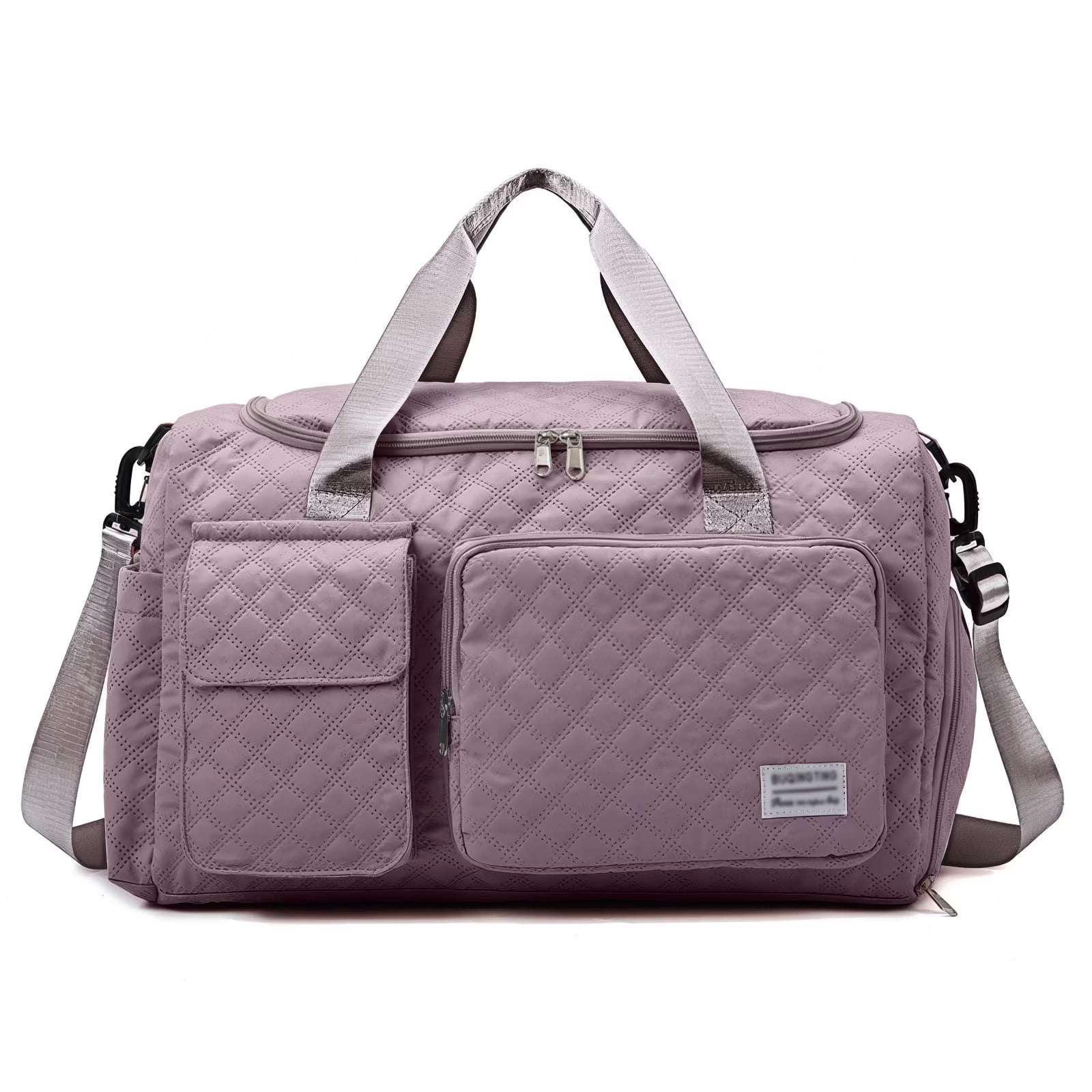 DAKIMOE Travel Duffle Bag for Women Men, Weekender Bags Carry on Gym Bag with Wet Pocket/Adjustable Strap/Shoe Compartment, Foldable Waterproof Overnight Tote Bag for Plane Sports Dance, Black