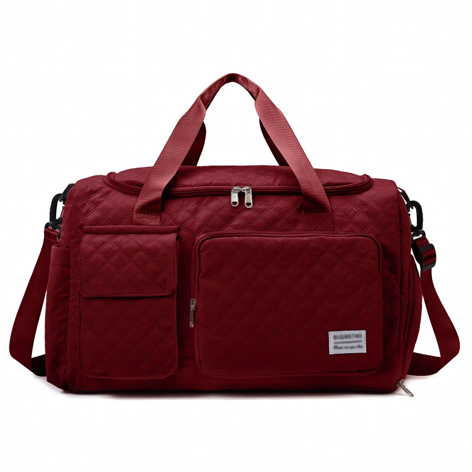 DAKIMOE Travel Duffle Bag for Women Men, Weekender Bags Carry on Gym Bag with Wet Pocket/Adjustable Strap/Shoe Compartment, Foldable Waterproof Overnight Tote Bag for Plane Sports Dance, Black