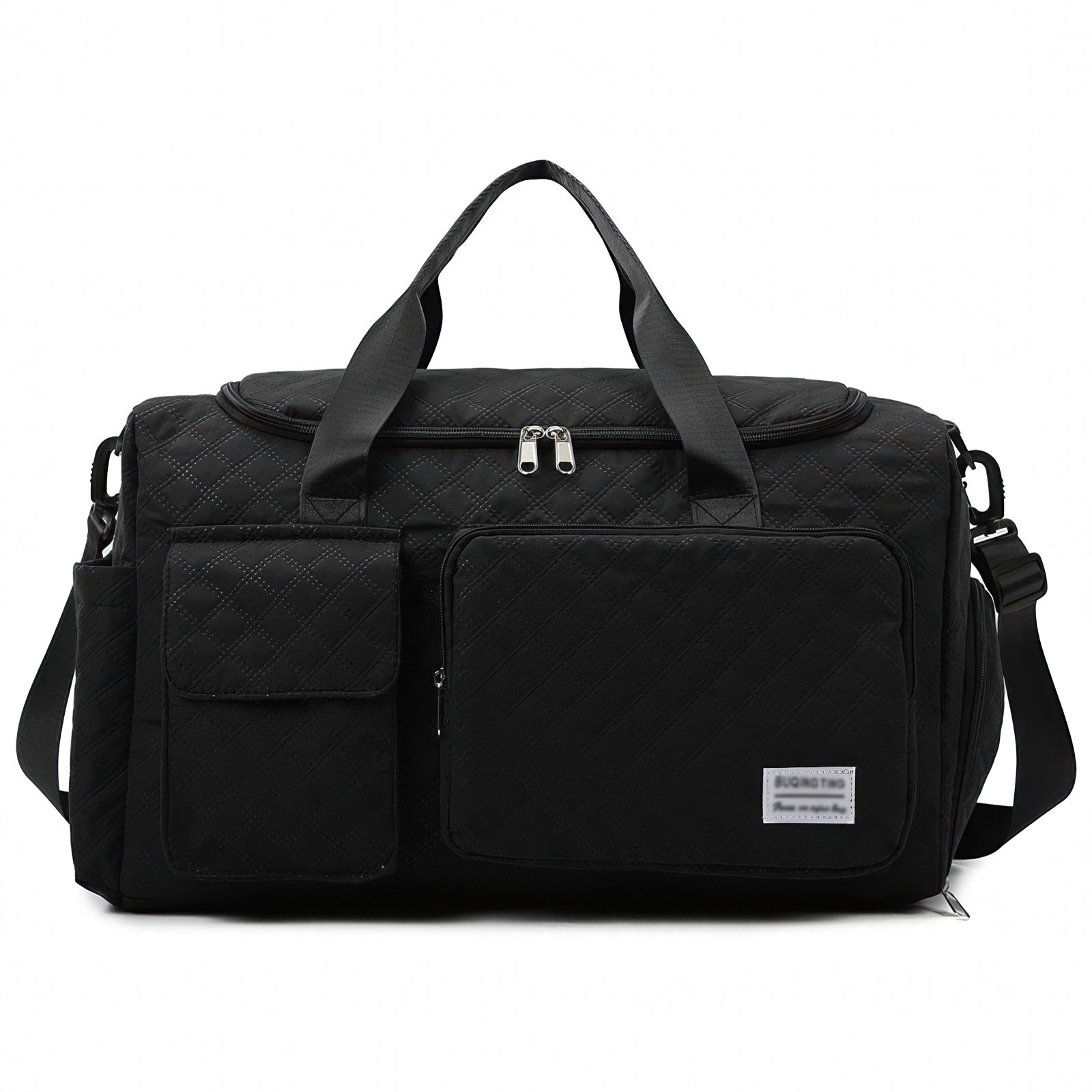 DAKIMOE Travel Duffle Bag for Women Men, Weekender Bags Carry on Gym Bag with Wet Pocket/Adjustable Strap/Shoe Compartment, Foldable Waterproof Overnight Tote Bag for Plane Sports Dance, Black