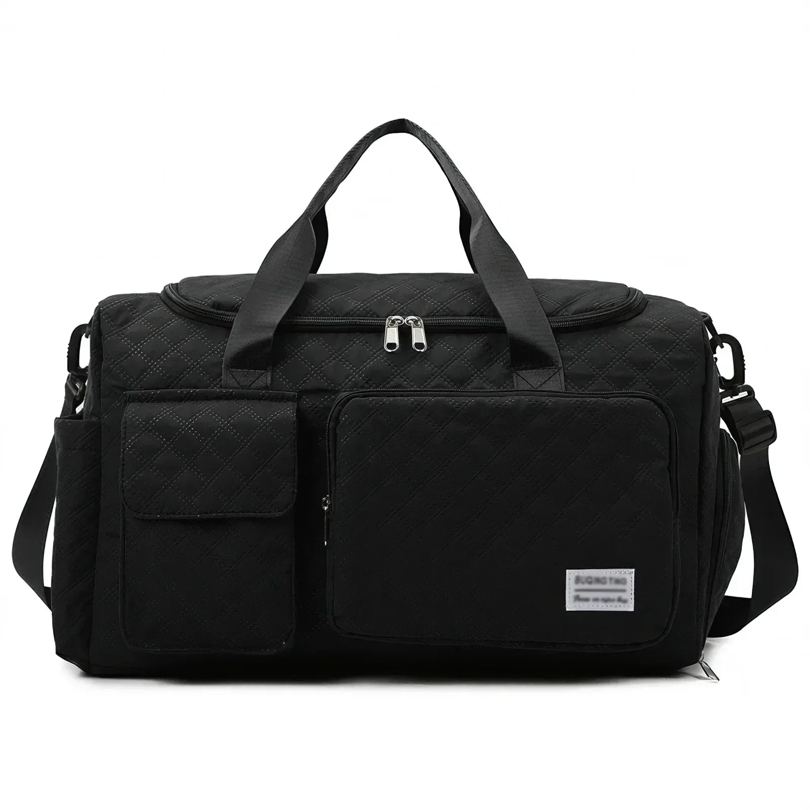DAKIMOE Travel Duffle Bag for Women Men, Weekender Bags Carry on Gym Bag with Wet Pocket/Adjustable Strap/Shoe Compartment, Foldable Waterproof Overnight Tote Bag for Plane Sports Dance, Black