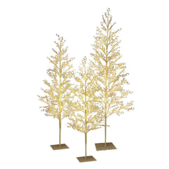 My Texas House 3 Pack Warm White Twinkling LED Icy Cube Beaded Tree, 4ft/5ft/6ft assorted - USA MEGA SHOP