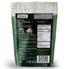 Mixed mushroom crisps bag back with nutrition facts panel and barcode