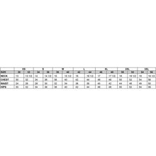 Men's hooded coat size chart showing neck, chest, waist, and hips measurements