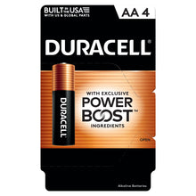 Duracell AA alkaline battery pack, 4 count with PowerBoost branding