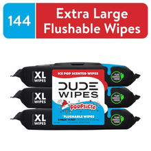 Extra-large flushable wipes multipack, black packs with blue/red Popsicle label