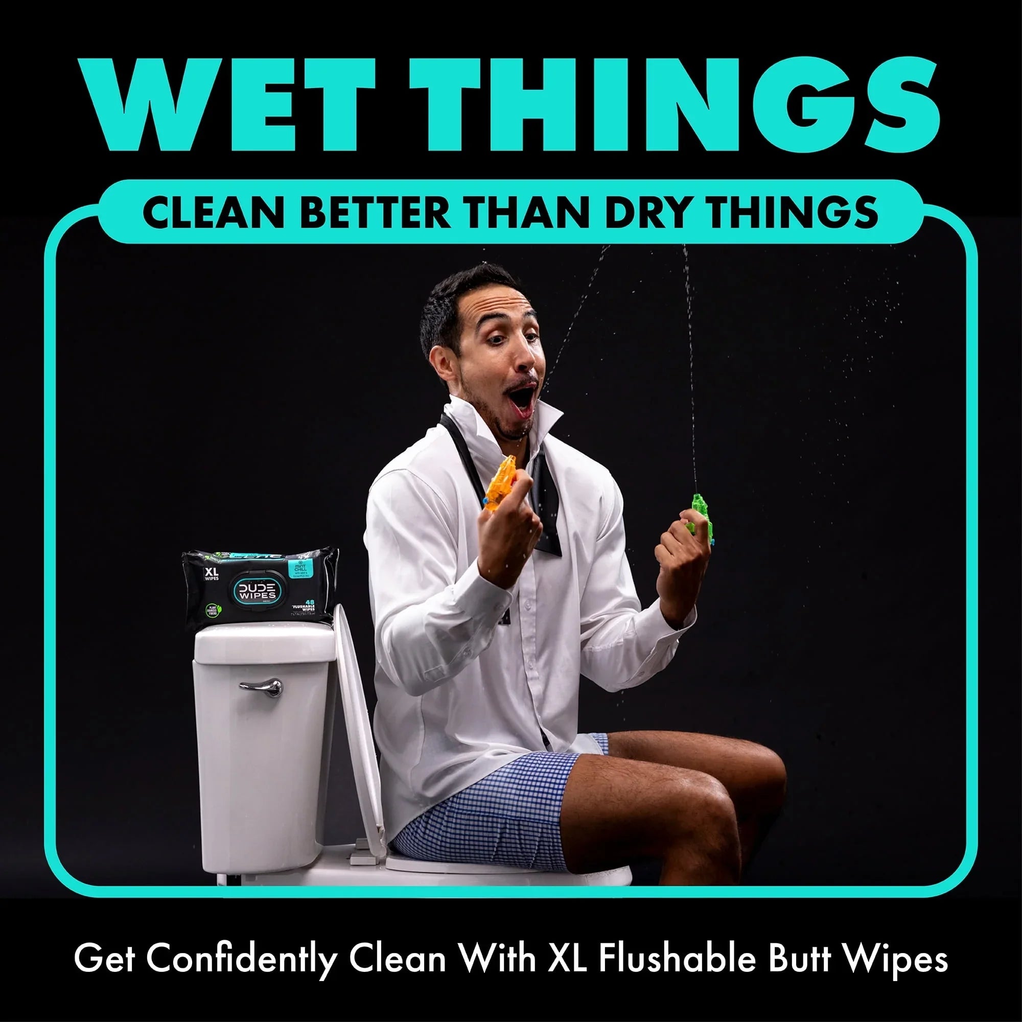 DUDE Flushable Wipes, Extra Large Mint Chill Wet Wipes, 48 Count, 3 Pack (144 Total)