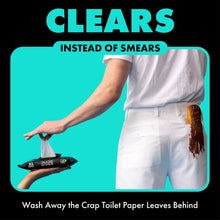 Flushable wipes pouch, XL mint chill, teal and black packaging with wipe label