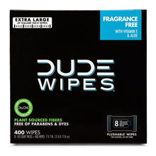 Fragrance-free flushable wipes box with vitamin E & aloe, 400 count, extra large