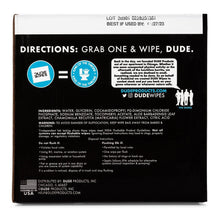 Flushable wipes box back panel with directions and ingredients text