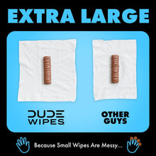 Two wipe squares with a brown stain comparison, XL size