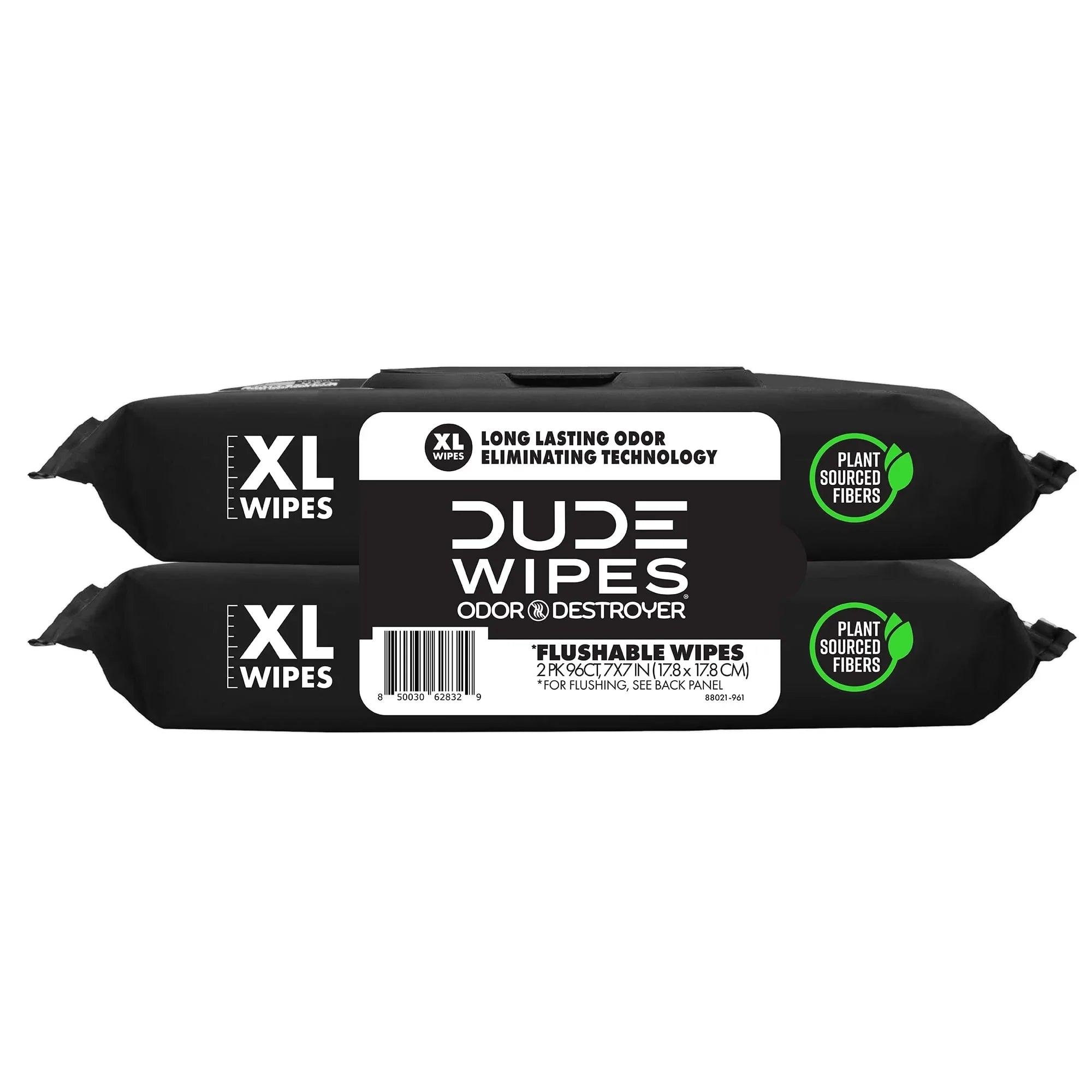 DUDE Wipes Odor Destroyer Flushable Wipes, XL Wet Wipes, Deodorizing with Clean Scent, 48 Count, 2 Pack