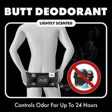 Flushable wet wipes feature graphic with lightly scented badge and deodorant use