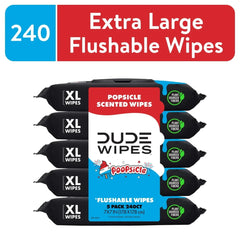 DUDE Wipes Poopsicle, Ice Pop Scented Extra Large Flushable Wipes, 48 Count, Pack of 3 to 5