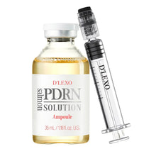 D’LEXO PDRN Solution ampoule set with clear glass vial and salmon-gold serum