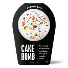 Cake Bomb bath fizzer with white base and colorful sprinkles on top