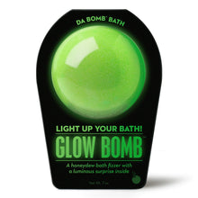 Glow bath bomb in green on a black package