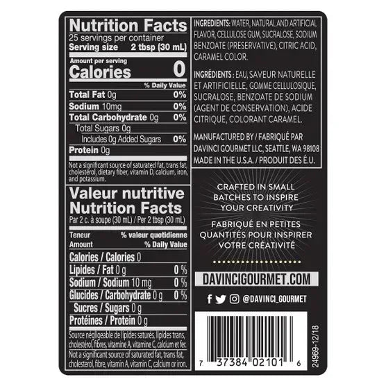 DaVinci Sugar Free Syrup, Vanilla, 25.4 oz