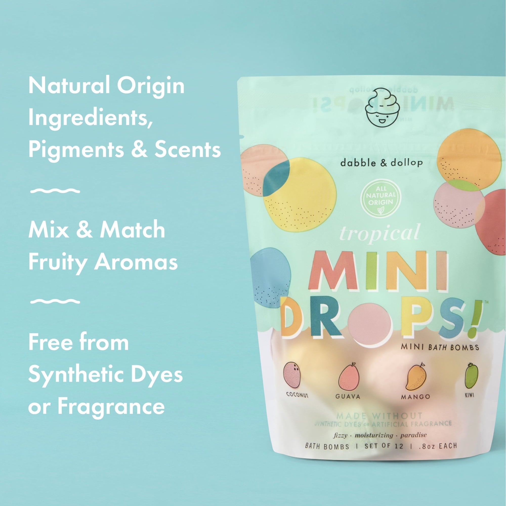 Dabble and Dollop Mini Bath Bombs -Tropical 12pc