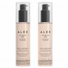 Mineral sunscreen pump bottles, beige liquid, ALEX label, 2-pack