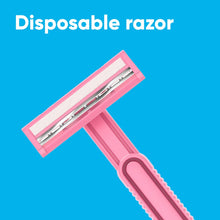 Pink disposable razor with two-blade cartridge and textured handle