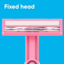 Pink disposable razor with fixed head and two blades