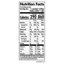 Nutrition Facts panel for a gluten-free, dairy-free deluxe mac and cheese
