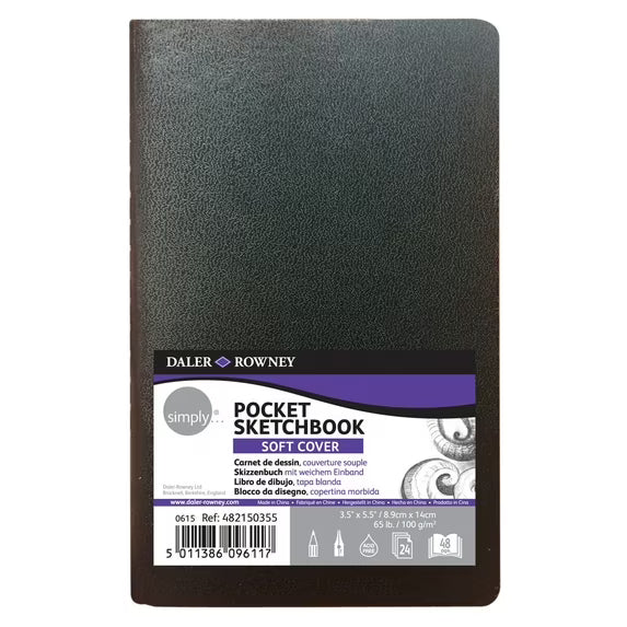 Daler-Rowney Simply... Sketchbook, Soft White, (100gsm), Softcover Binding, 48 Pages, 3.5" x 5.5"