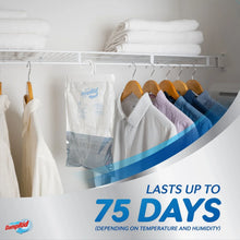 Moisture absorber hanging bags on storage rod