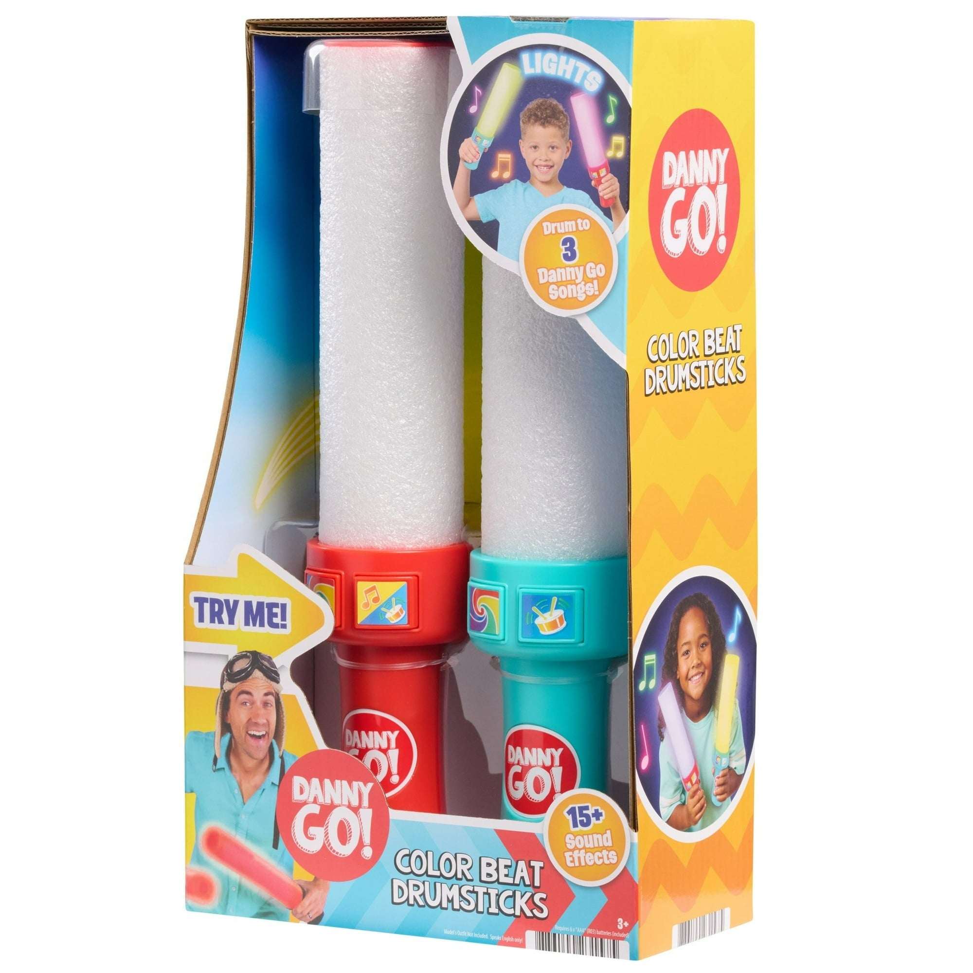 Danny Go! Color Beat Light-Up Musical Drumsticks Officially Licensed Toy for Kids Ages 3 and up