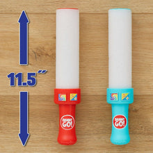 Pair of light-up musical drumsticks, 11.5 in length, red and teal