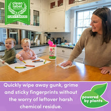 Dapple baby wipes canister on kitchen counter with “powered by plants” icon
