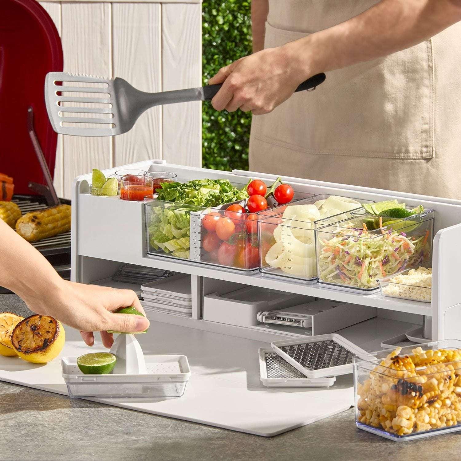 Dash Prepdeck, Includes 8 Prepping Tools, 14 Containers, and Cutting Board