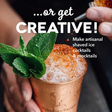 Shaved ice drink cup with mint leaves and crushed ice
