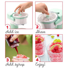 Dash shaved ice maker with clear ice chamber lid opened