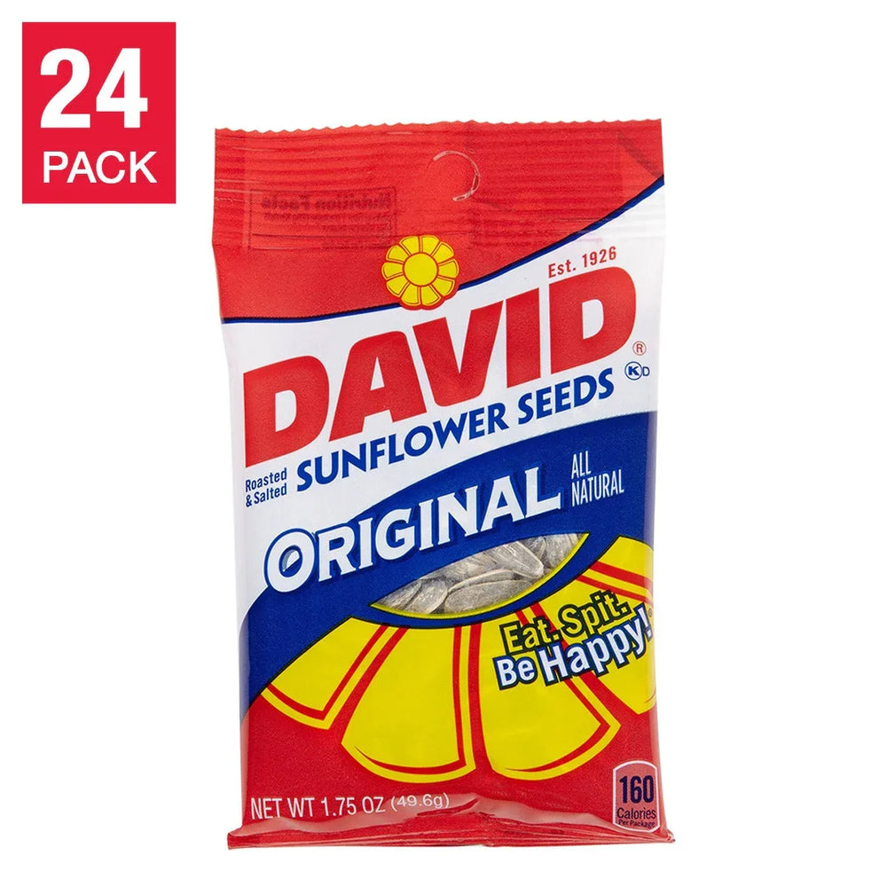 David Original Sunflower In-Shell Seeds, 1.75 oz, 24-count - USA MEGA SHOP