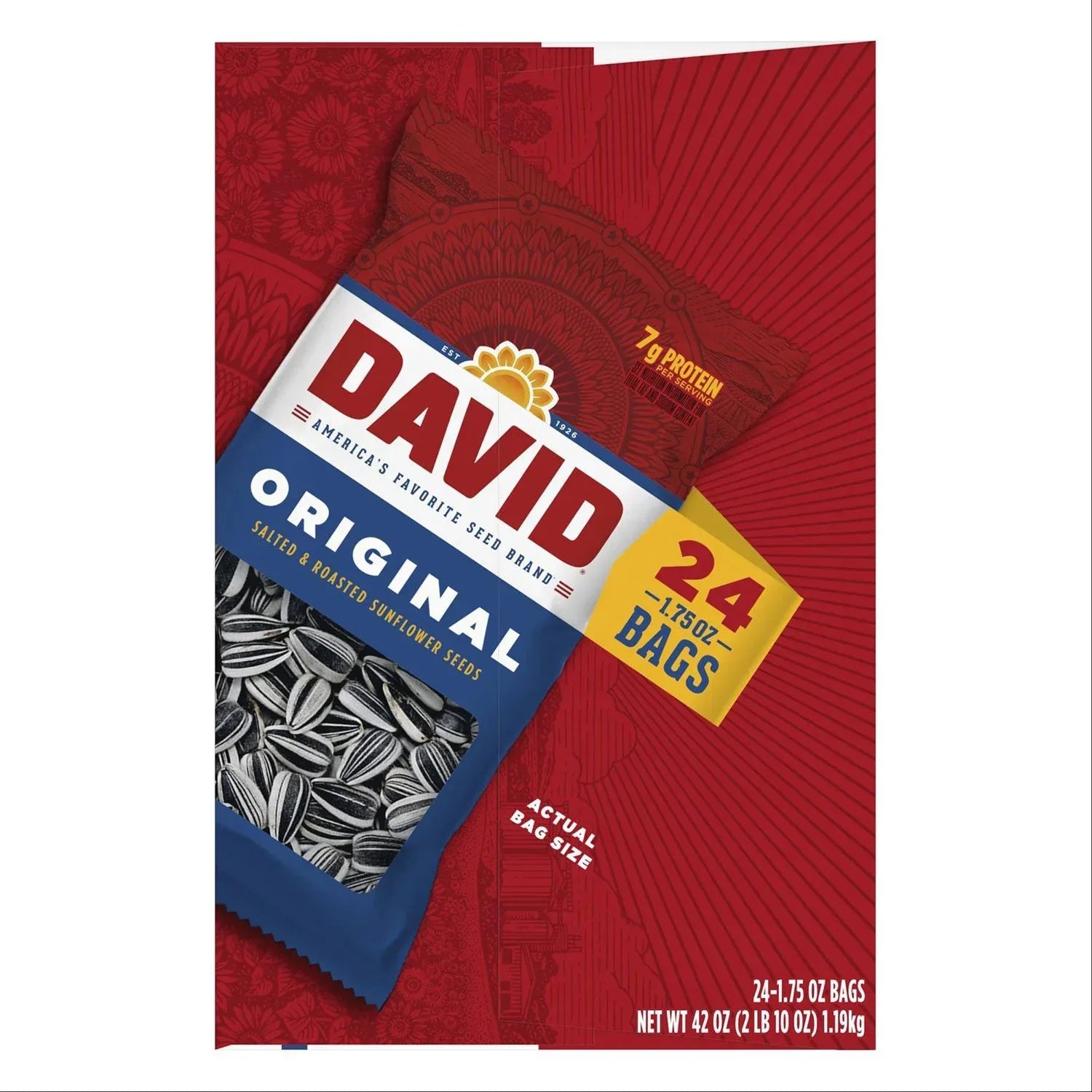 David Original Sunflower In-Shell Seeds, 1.75 oz, 24-count