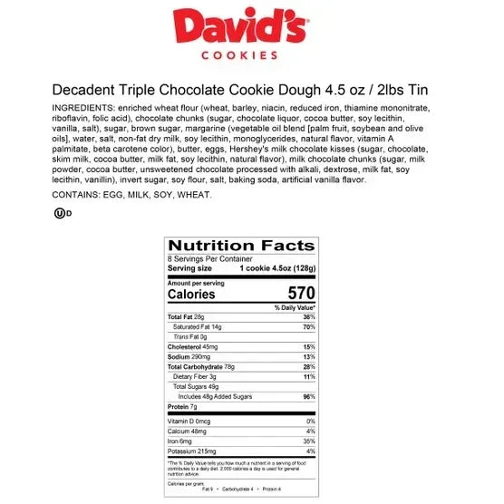 David’s Cookies Decadent Triple Chocolate made with mini Hershey’s Kisses and Reese’s Peanut Butter Cup Cookies Tin – 2 Count