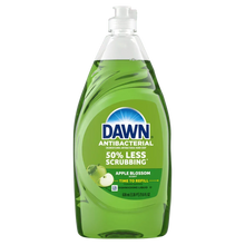 Antibacterial hand soap bottle with DAWN label and green apple blossom scent