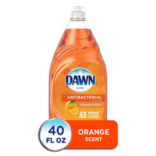 Dish soap bottle, Dawn Ultra antibacterial liquid, orange scent, 40 fl oz