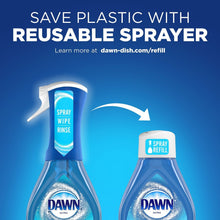Dish spray bottle and refill bottle with reusable sprayer rinsing graphic