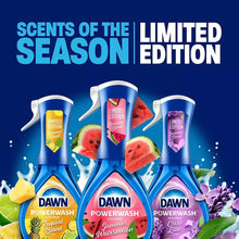 Three blue Dawn Powerwash dish spray bottles with limited edition labels and trigger nozzles