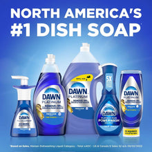 Assorted Dawn dish soap bottles and jugs in blue and white packaging