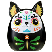 Black LED nightlight with panda face, colorful floral and glowing eye details