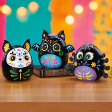 Set of three LED nightlights with cute black cat, panda, and bat designs