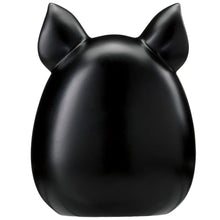 Black LED nightlight shaped like a cat, smooth back view