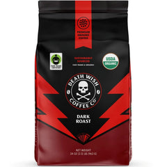 Death Wish Organic Dark Roast Ground Coffee, 34 oz. - USA MEGA SHOP