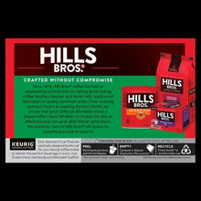 Hills Bros decaffeinated K-Cup® pods box with information panel and recycling icons