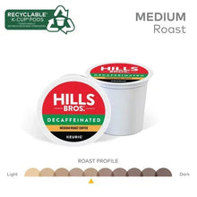 Decaffeinated medium roast K-Cup® pod with recyclable lid, Hills Bros coffee