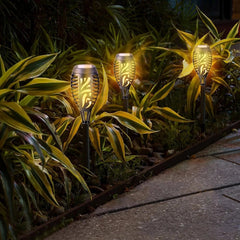 Deck Impressions 15" Solar Flaming Tiki Torch Lights, 12-Pack