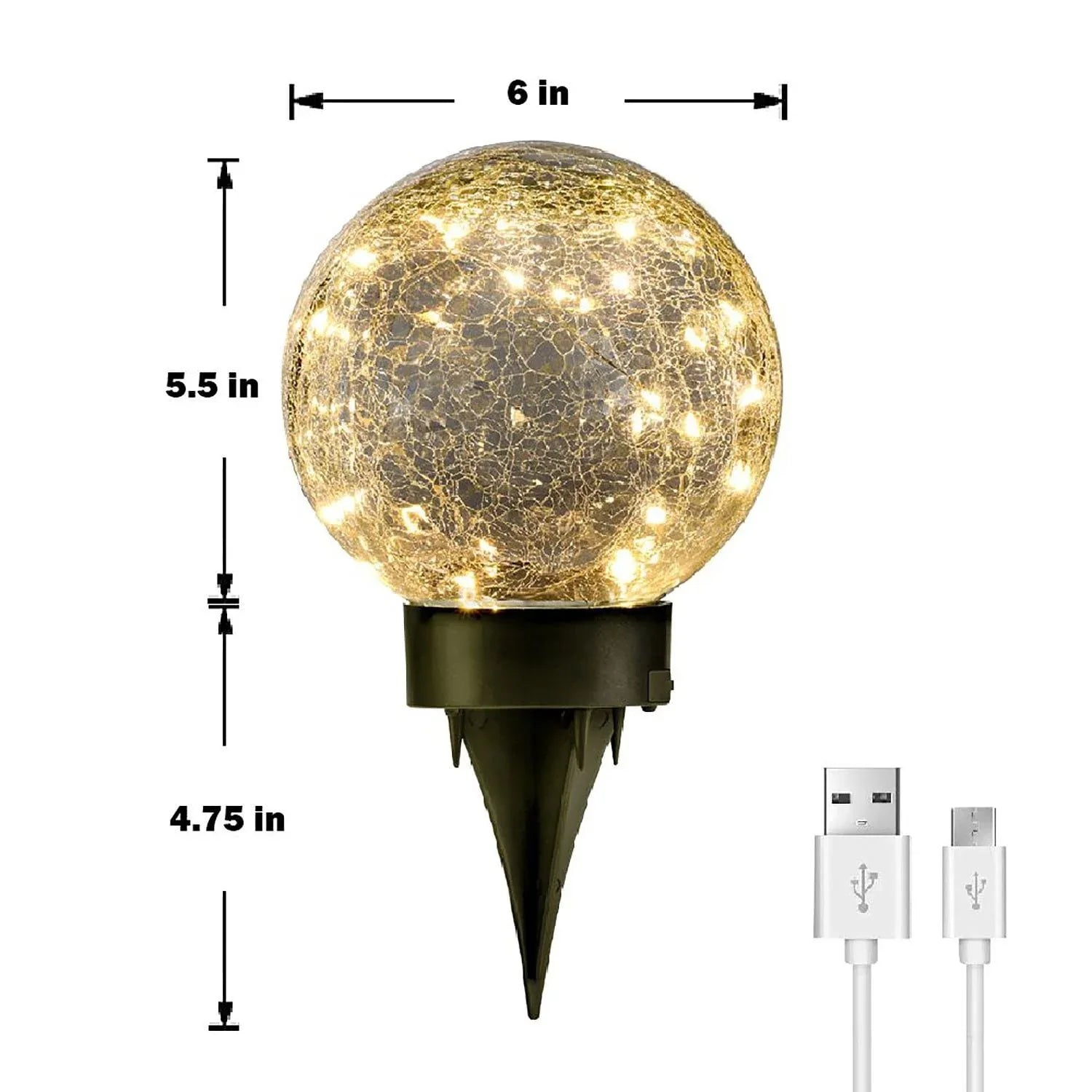 Deck Impressions 6" Solar/USB LED Crackle Glass Globe Lights, Choose Pack